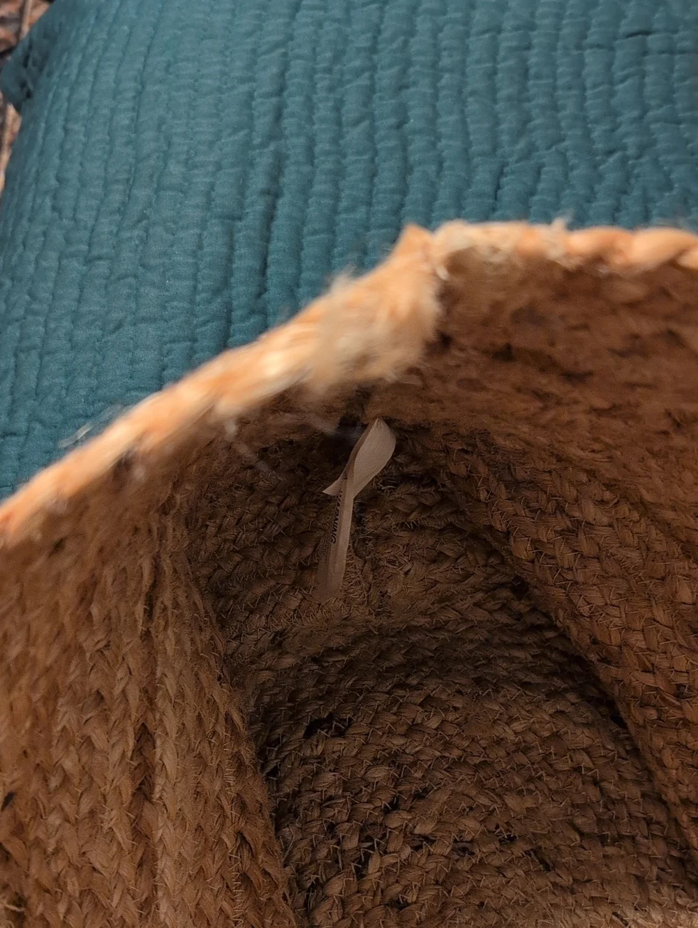 Olivia Miller Woven Straw Tote with Coral Square Handle